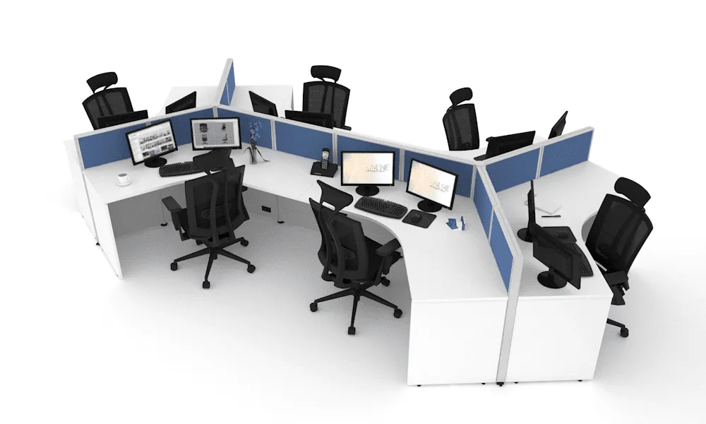 3 person desk pod cubicle