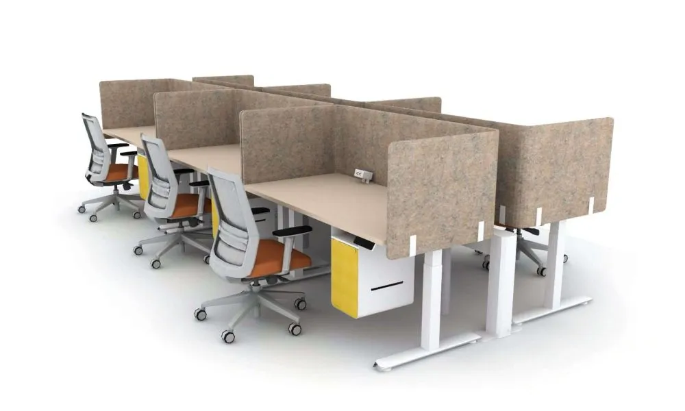 Open Plan 6 pack Electric Desks with Privacy Screens