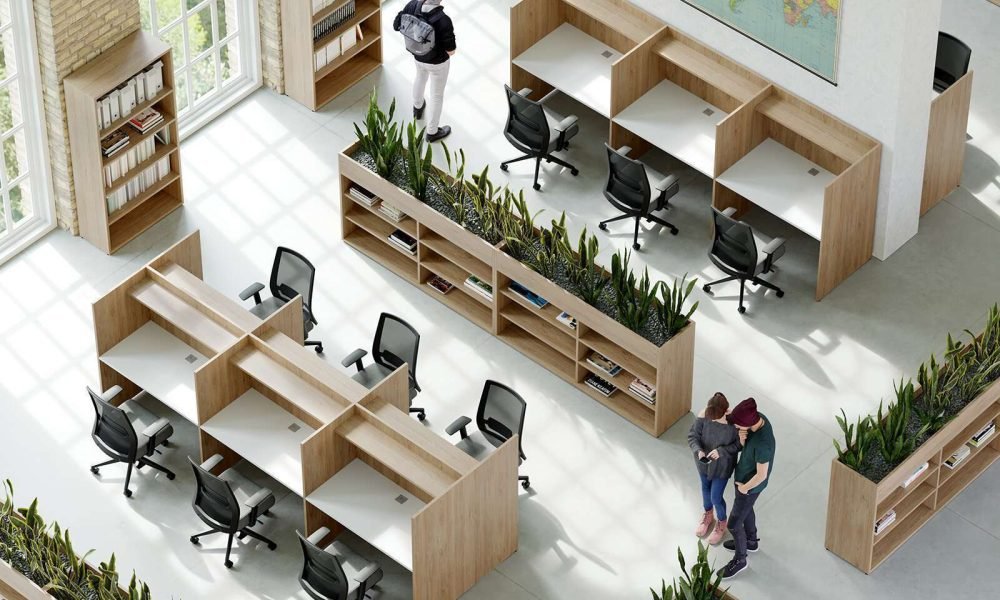 Study Carrels Laminate Mesh Chairs and Planters