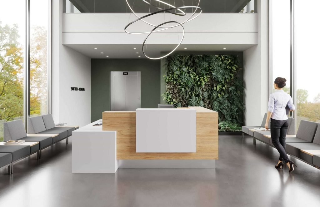 Reception Area U Shape Reception Desk Lounge Seating