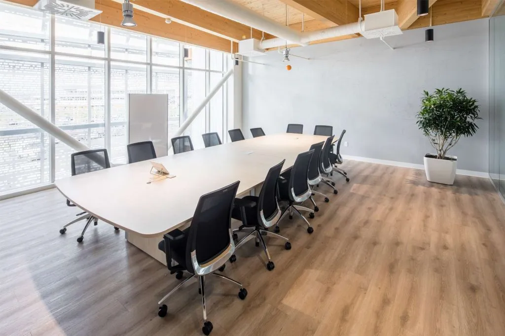Large White Conference Table Mesh Chairs