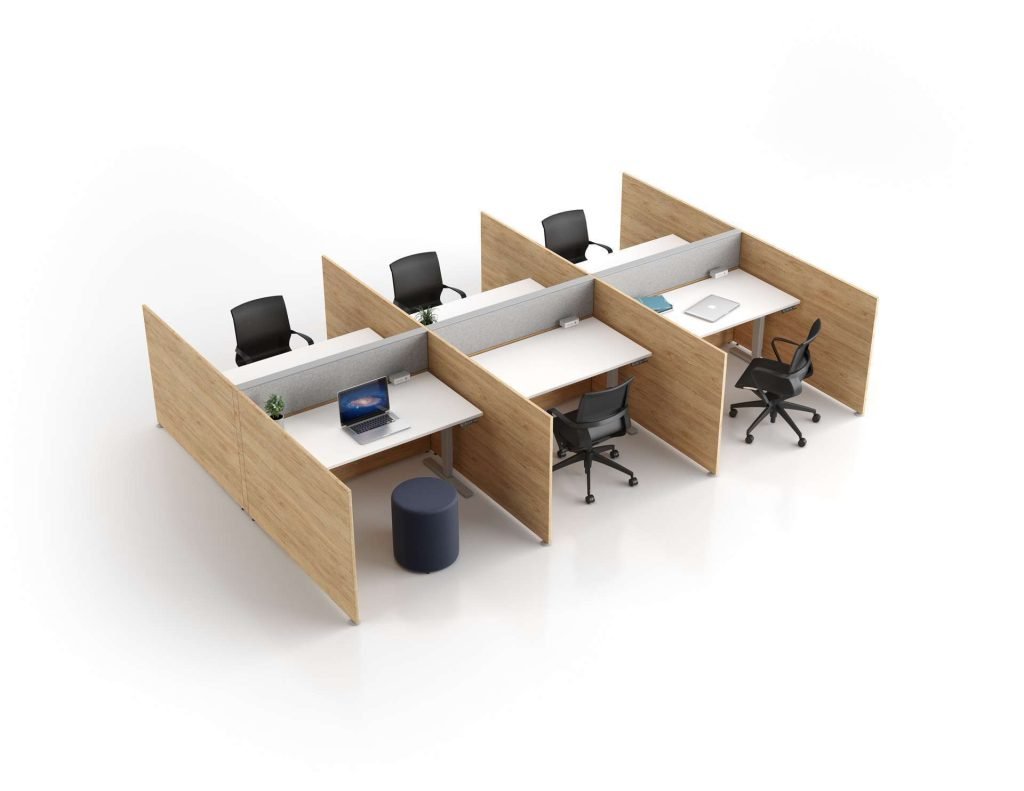 Laminate 6 Pack Electric Desk Cubicles
