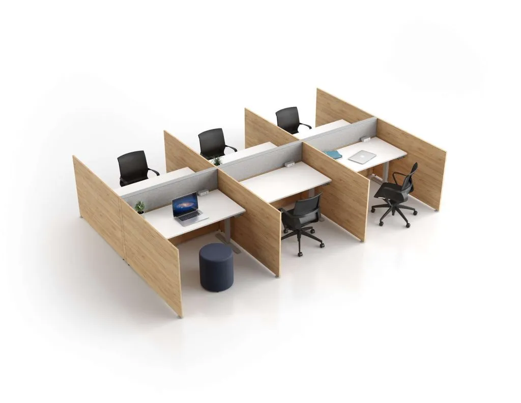 Laminate 6 Pack Electric Desk Cubicles