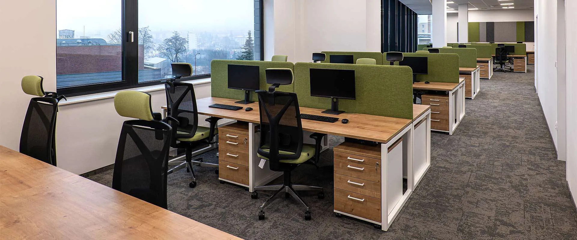 Open plan office desks green Open Plan Office Desks Green
