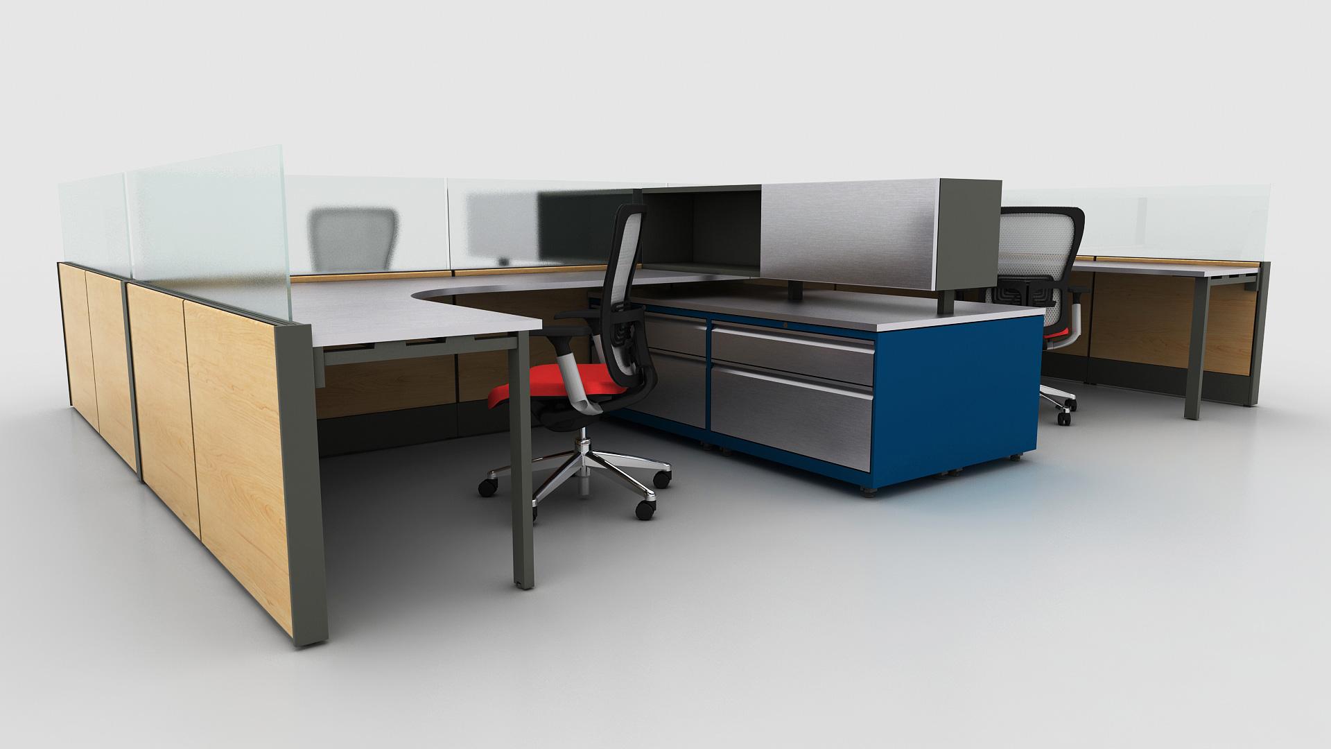Office cubicle 4 pack with chairs