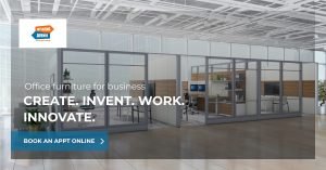 Office walls and desks and chairs