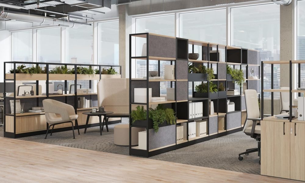 Storage Shelves with Plants